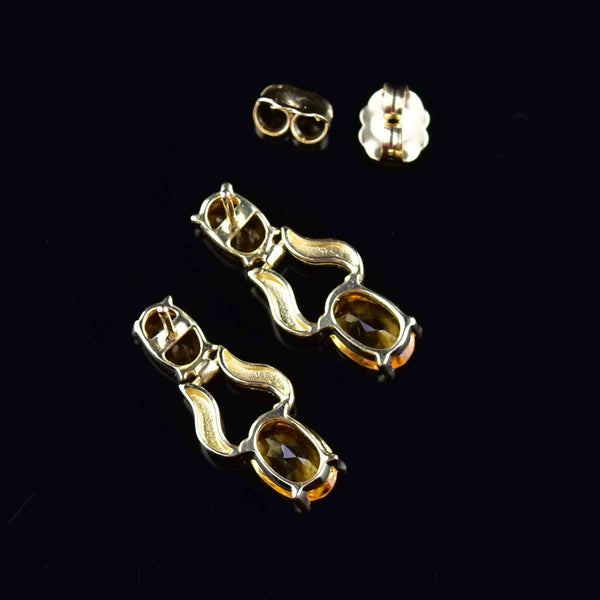 14K Gold Door Knocker Style Citrine Drop Earrings - Boylerpf