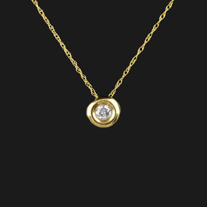 14K Gold Diamond Solitaire Slider Pendant Necklace - Boylerpf