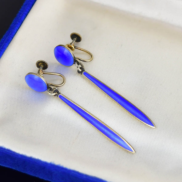 Vintage Enamel Silver David Andersen Norway Earrings - Boylerpf