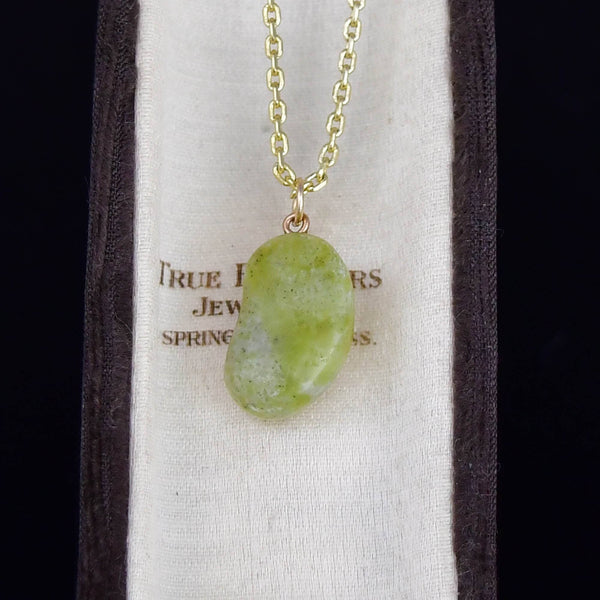 Vintage 9K Gold Iona Marble Lucky Bean Necklace