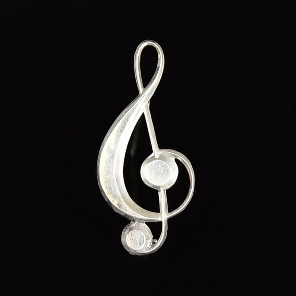 Sterling Silver Treble Clef Music Note Brooch