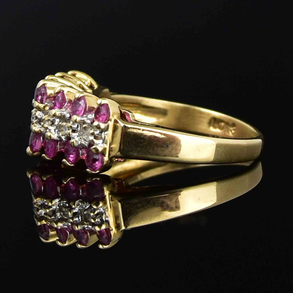 Vintage Diamond Ruby Arched Stacking Ring in 10K Gold - Boylerpf