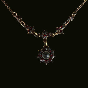 Vintage Star Cluster Rose Cut Garnet Dangle Pendant Necklace - Boylerpf