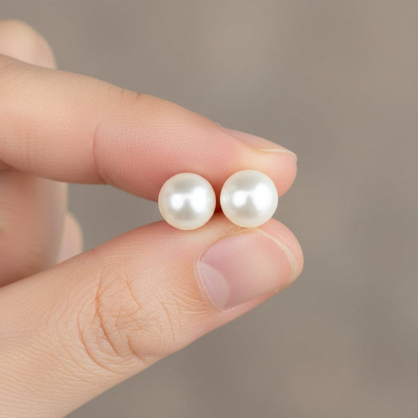 Vintage 9K Gold Pearl Stud Earrings - Boylerpf