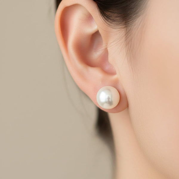 Vintage 9K Gold Pearl Stud Earrings - Boylerpf