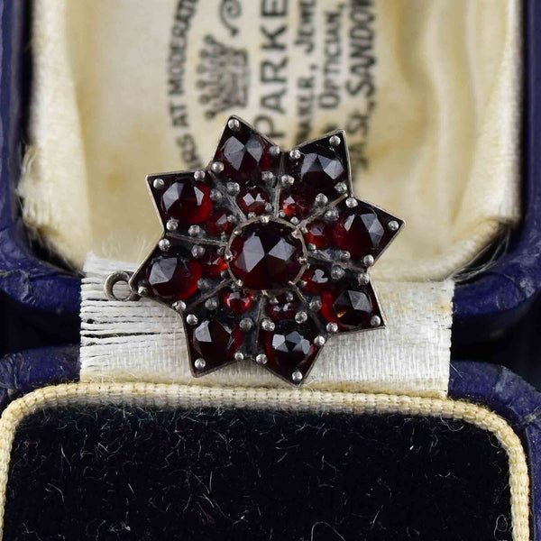 Vintage Single Flower Garnet Stud Earring - Boylerpf