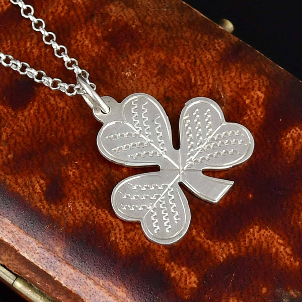 Vintage Sterling Silver Three Leaf Clover Necklace