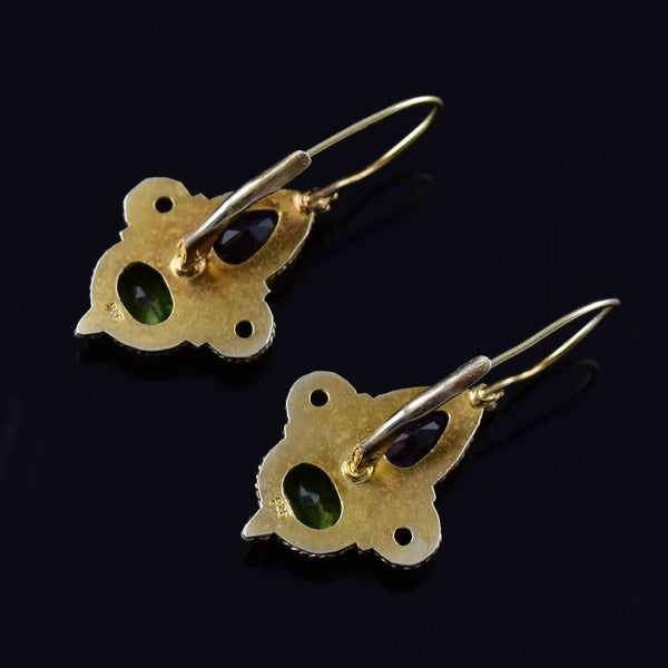 Vintage Garnet Amethyst Peridot Drop Earrings - Boylerpf