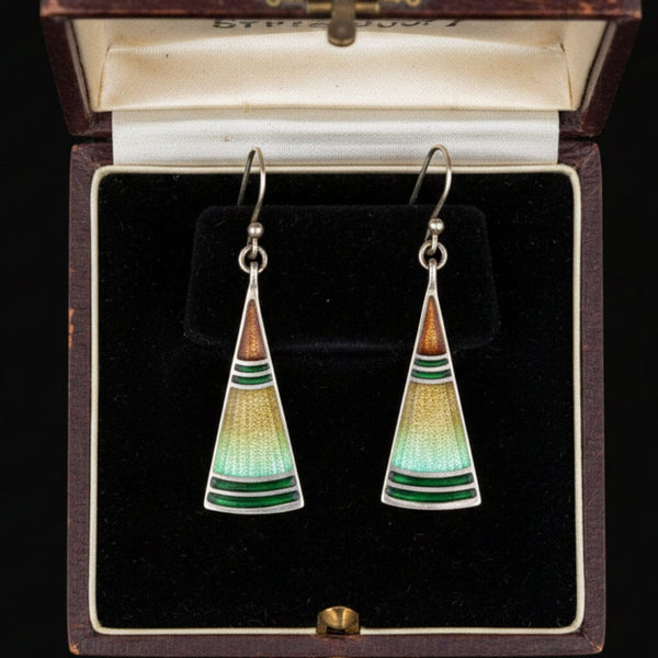 Vintage Pat Cheney Sterling Silver Enamel Earrings