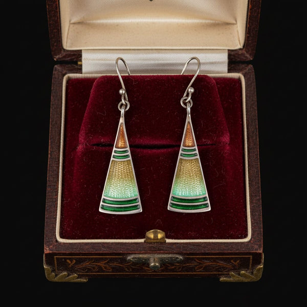 Vintage Pat Cheney Sterling Silver Enamel Earrings
