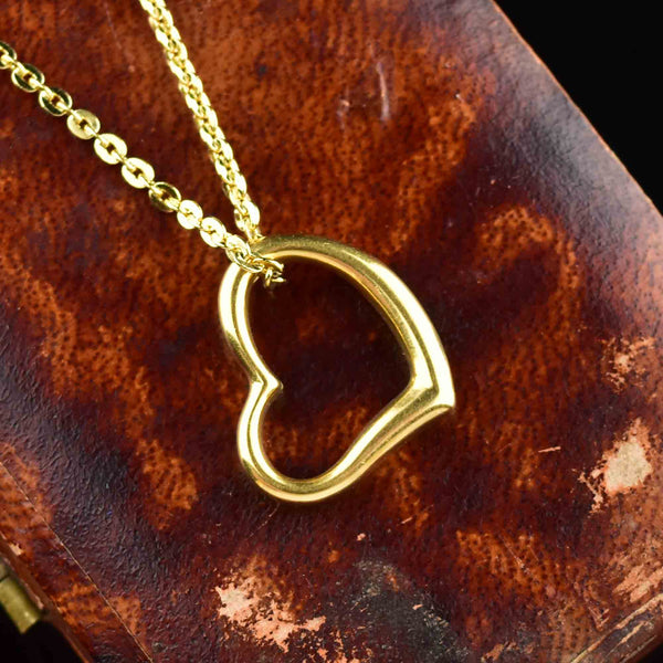 Vintage Solid 18K Gold Witches Heart Pendant Necklace - Boylerpf