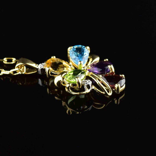 Vintage 10K Gold Multi Stone Pendant Necklace - Boylerpf