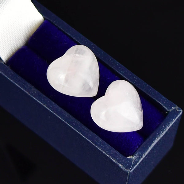 Vintage 14K Gold Rose Quartz Heart Stud Earrings - Boylerpf