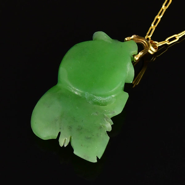 Carved Jade Koi Fish Pendant Necklace in 14K Gold - Boylerpf