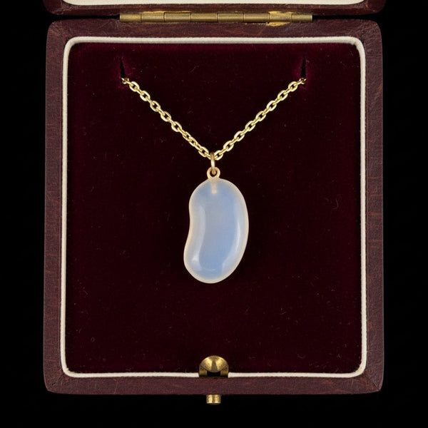 9K Gold Chalcedony Bean Necklace