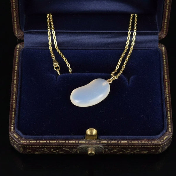9K Gold Chalcedony Bean Necklace