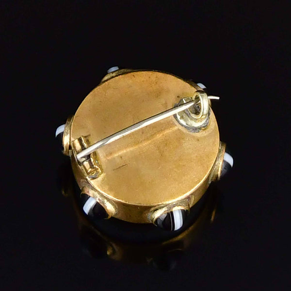 Antique Victorian Bullseye Agate Brooch