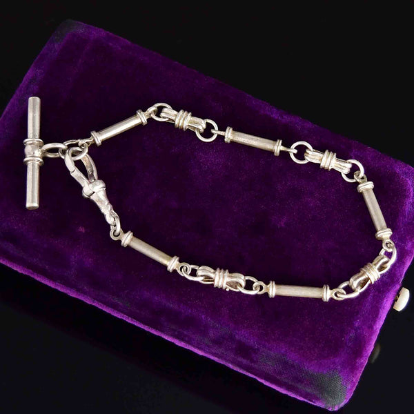 Antique Edwardian Silver Knotted Albert Watch Chain Bracelet - Boylerpf