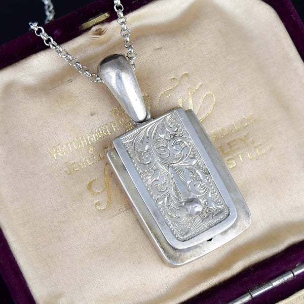 Antique Satchel Style Silver Keepsake Locket Pendant - Boylerpf