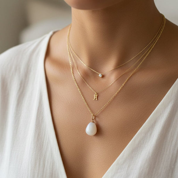 Vintage Rock Crystal Quartz 9K Gold Egg Necklace