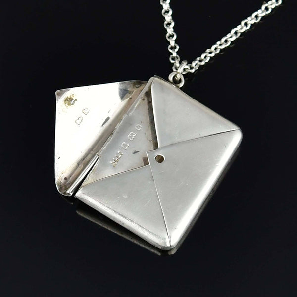 Antique Adie & Lovekin Stamp Holder Pendant Necklace Sterling - Boylerpf