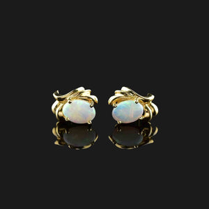Vintage 14K Gold Astralian Opal Stud Earrings - Boylerpf