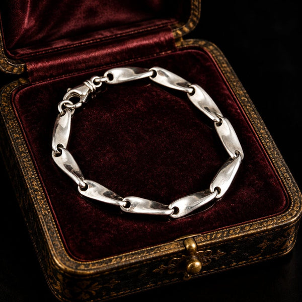Vintage Twisted Link Sterling Silver Bracelet