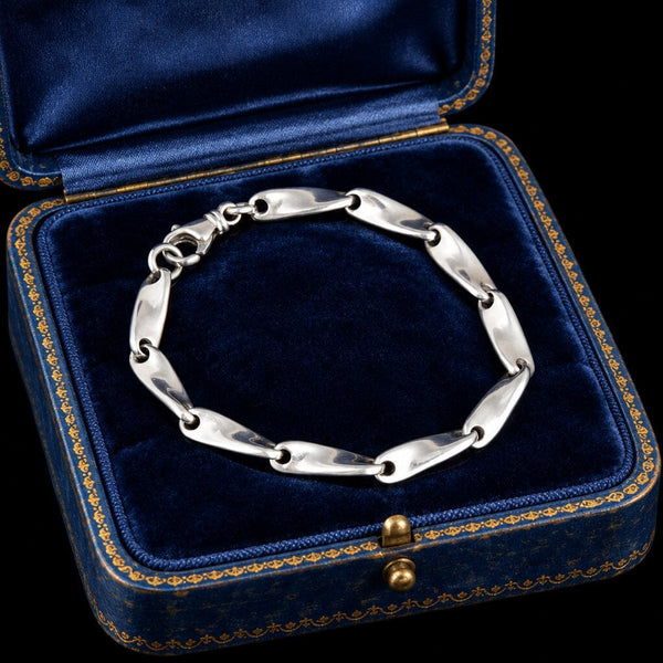 Vintage Twisted Link Sterling Silver Bracelet