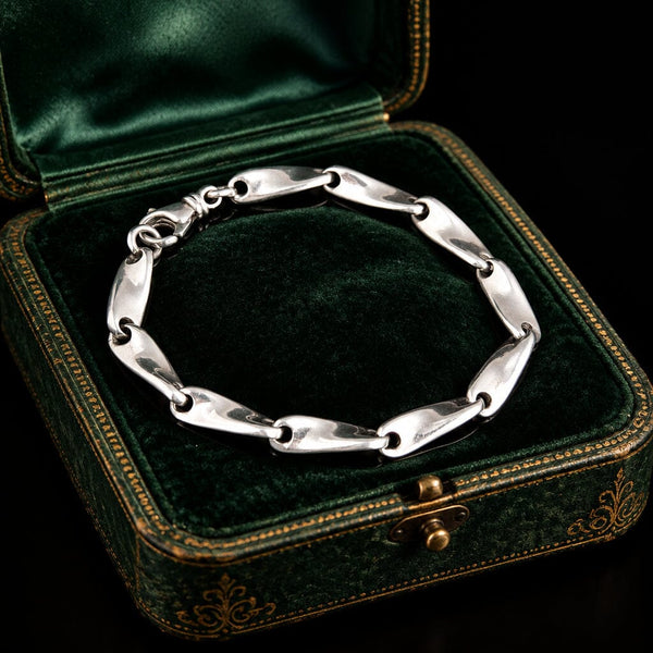 Vintage Twisted Link Sterling Silver Bracelet