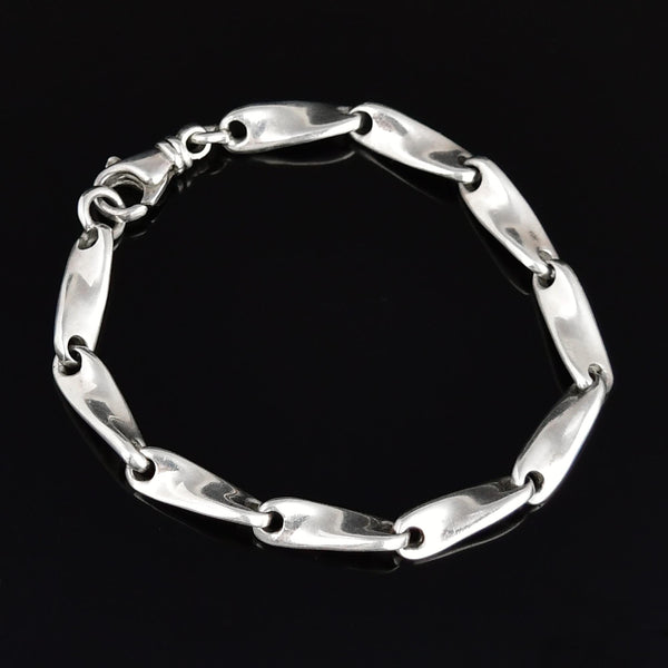 Vintage Twisted Link Sterling Silver Bracelet