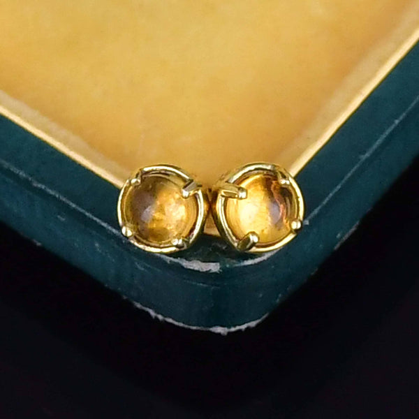 Vintage Sterling Silver Gold Gilt Citrine Stud Earrings