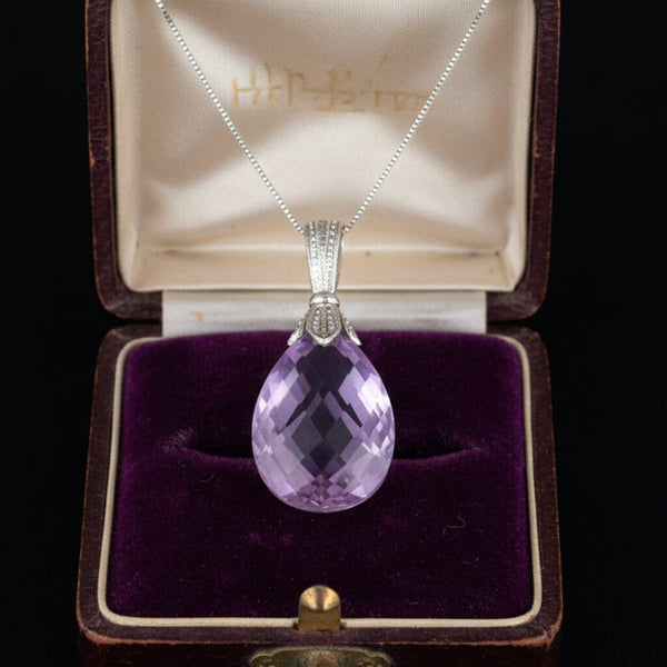 Vintage Amethyst 9K White Gold Pendant - Boylerpf