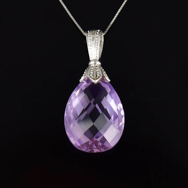 Vintage Amethyst 9K White Gold Pendant - Boylerpf