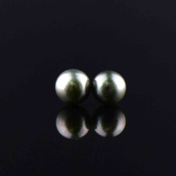 Vintage 14K Gold Black Pearl Stud Earrings - Boylerpf