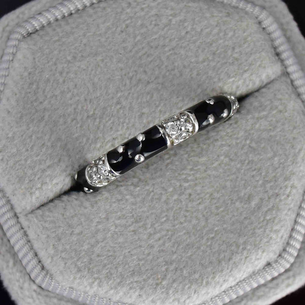 Vintage Sterling Silver Black Enamel Stacking Ring - Boylerpf