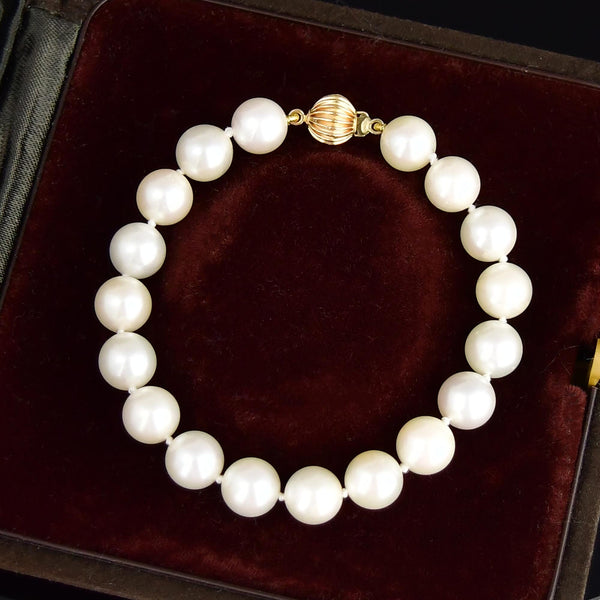 Vintage Classic 14K Gold 8mm Pearl Strand Bracelet - Boylerpf