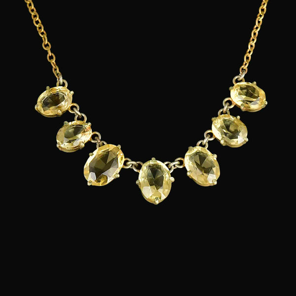 Antique Seven Stone Faceted Citrine Necklace - Boylerpf