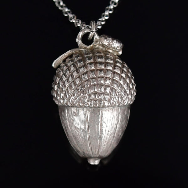 Impressive Sterling Silver Acorn Pendant Necklace