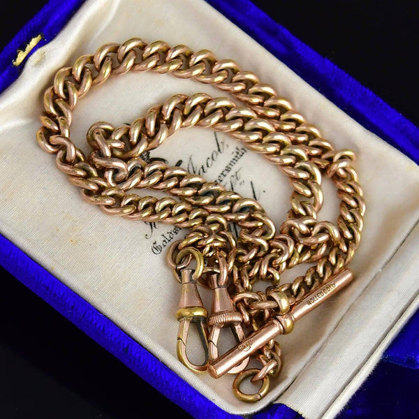 Antique Rolled Gold Graduated Double Albert Watch Chain Necklace - Boylerpf