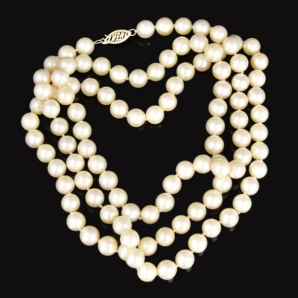 Vintage 14K Gold 32 Inch Classic Pearl Strand Necklace - Boylerpf