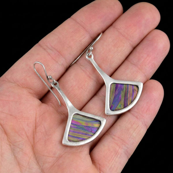 Vintage Pat Cheney John Ditchfield Stained Glass Earrings Sterling Silver