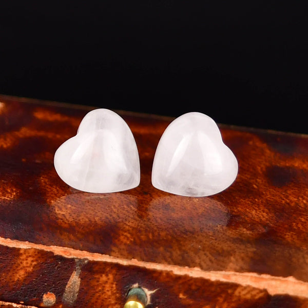 Vintage 14K Gold Rose Quartz Heart Stud Earrings - Boylerpf