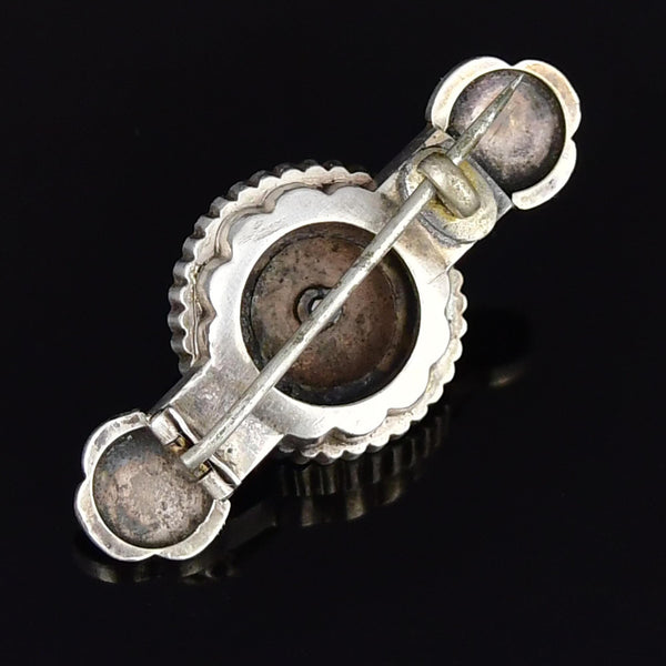 Antique Domed Silver Floral Star Brooch - Boylerpf