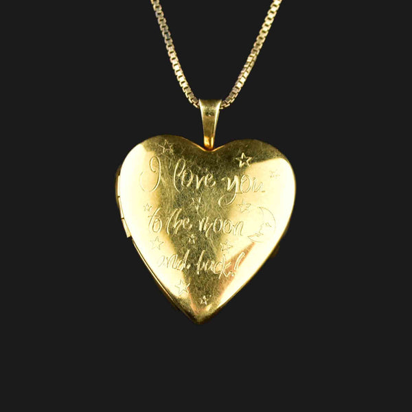 Vintage Engraved Gold Filled Heart Photo Locket - Boylerpf