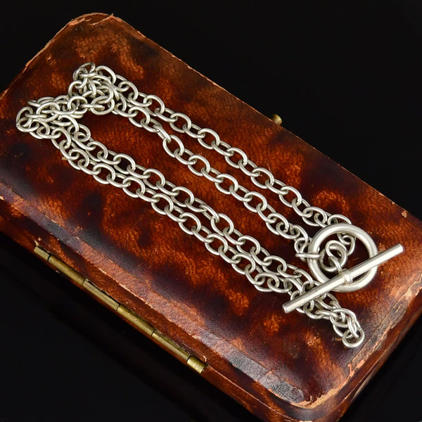 Vintage T-Bar Toggle Clasp Sterling Silver Chain Necklace