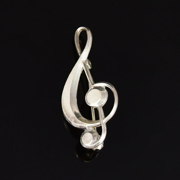 Sterling Silver Treble Clef Music Note Brooch