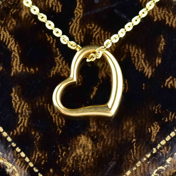 Vintage Solid 18K Gold Witches Heart Pendant Necklace - Boylerpf