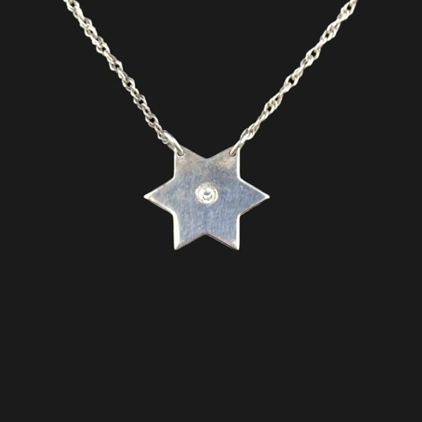 Vintage Sterling Silver Diamond Star Pendant Necklace - Boylerpf