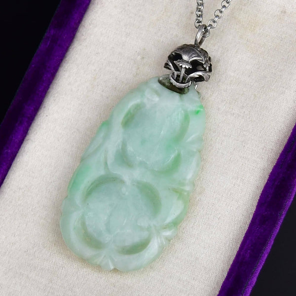 Large Silver Scottish Thistle Carved Jade Pendant - Boylerpf