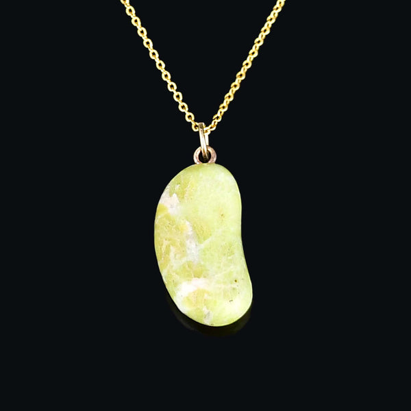 Vintage 9K Gold Iona Marble Bean Charm Necklace - Boylerpf